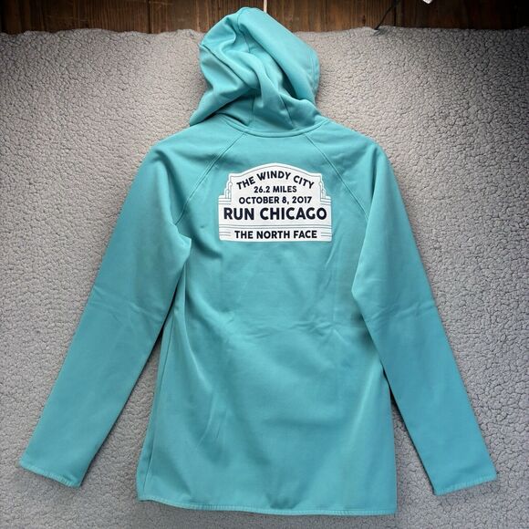 The North Face Women's L Hoodie Run Chicago Aqua Blue Pullover Oct 8 2011 NWT - Picture 3 of 15